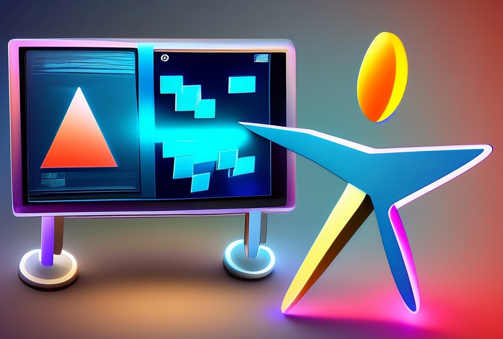 Eine gezeichnete Figut zeigt auf ein Board